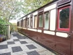 Train exterior with deck Train exterior with deck